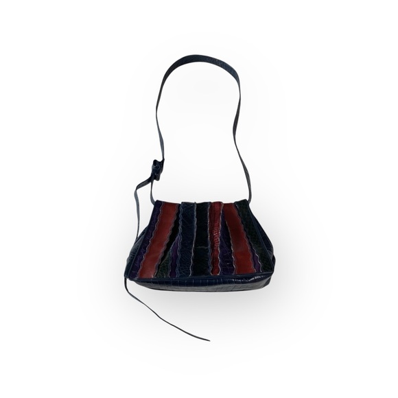 Vintage: Sharif ♕ Rainbow Snakeskin Leather Patchwork Crossbody Bag Handbag ♕ - Picture 7 of 16